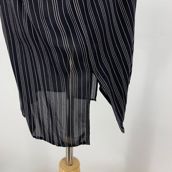 Vince Blouse Women XS Extra Small Black White Stripe Dolman V Neck Slouchy Tunic - Picture 7 of 13